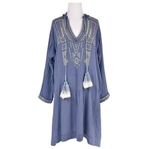 Johnny Was Rhan Boho Gauze Embroidered Dress